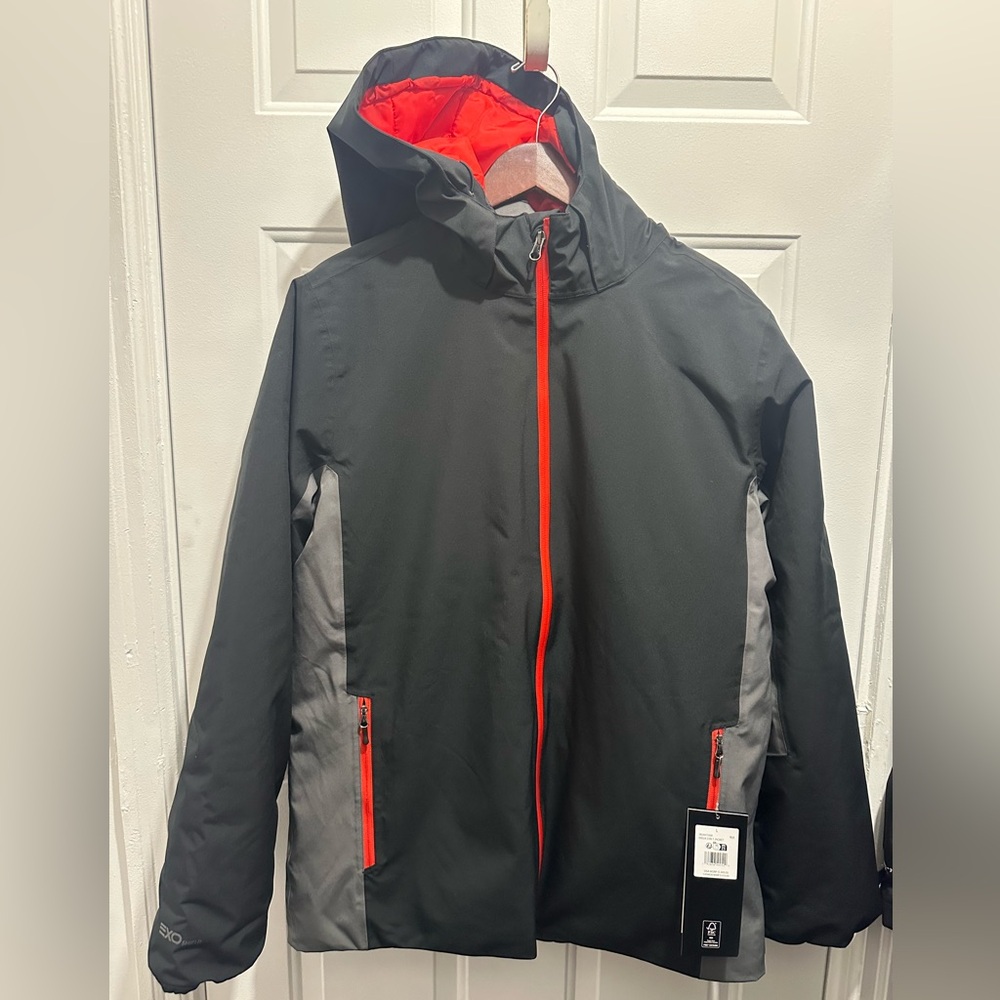 Spyder Black and Gray Ski Jacket with Red Accents